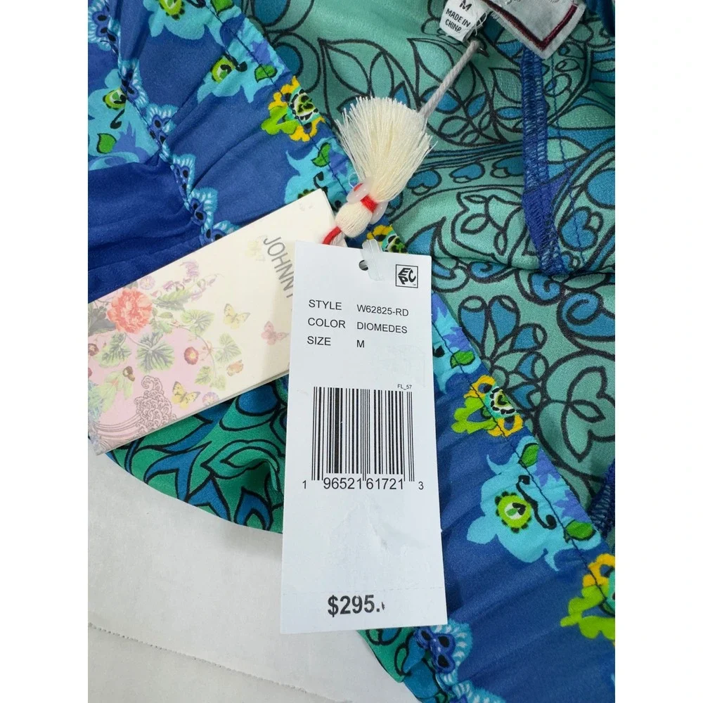 Johnny Was Diomedes Villa Silk Wide Leg Pant Blue Green Floral Med. Boho Luxury - Picture 10 of 12